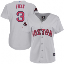 Women's Majestic Boston Red Sox #3 Jimmie Foxx Authentic Grey Road 2018 World Series Champions MLB Jersey