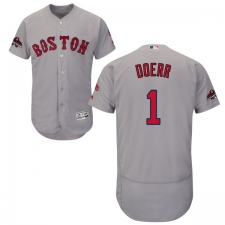 Men's Majestic Boston Red Sox #1 Bobby Doerr Grey Road Flex Base Authentic Collection 2018 World Series Champions MLB Jersey