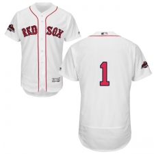 Men's Majestic Boston Red Sox #1 Bobby Doerr White Home Flex Base Authentic Collection 2018 World Series Champions MLB Jersey