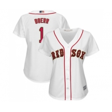 Women's Boston Red Sox #1 Bobby Doerr Authentic White 2019 Gold Program Cool Base Baseball Jersey