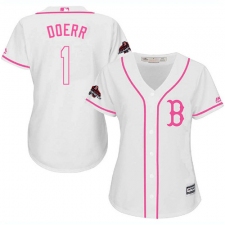 Women's Majestic Boston Red Sox #1 Bobby Doerr Authentic White Fashion 2018 World Series Champions MLB Jersey