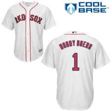 Youth Majestic Boston Red Sox #1 Bobby Doerr Replica White Home Cool Base MLB Jersey