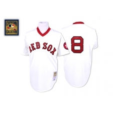 Men's Mitchell and Ness Boston Red Sox #8 Carl Yastrzemski Authentic White Throwback MLB Jersey