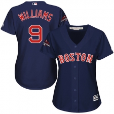 Women's Majestic Boston Red Sox #9 Ted Williams Authentic Navy Blue Alternate Road 2018 World Series Champions MLB Jersey