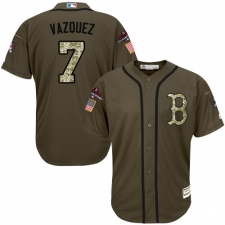 Men's Majestic Boston Red Sox #7 Christian Vazquez Authentic Green Salute to Service 2018 World Series Champions MLB Jersey