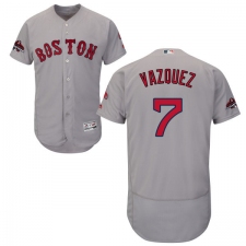 Men's Majestic Boston Red Sox #7 Christian Vazquez Grey Road Flex Base Authentic Collection 2018 World Series Champions MLB Jersey