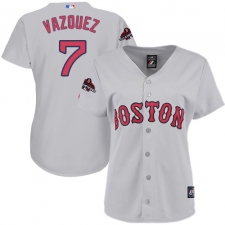 Women's Majestic Boston Red Sox #7 Christian Vazquez Authentic Grey Road 2018 World Series Champions MLB Jersey
