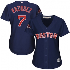 Women's Majestic Boston Red Sox #7 Christian Vazquez Authentic Navy Blue Alternate Road 2018 World Series Champions MLB Jersey