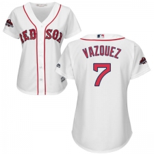 Women's Majestic Boston Red Sox #7 Christian Vazquez Authentic White Home 2018 World Series Champions MLB Jersey