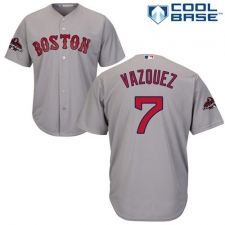 Youth Majestic Boston Red Sox #7 Christian Vazquez Authentic Grey Road Cool Base 2018 World Series Champions MLB Jersey