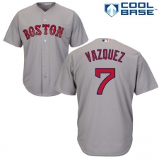 Youth Majestic Boston Red Sox #7 Christian Vazquez Authentic Grey Road Cool Base MLB Jersey