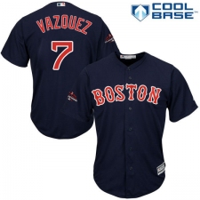 Youth Majestic Boston Red Sox #7 Christian Vazquez Authentic Navy Blue Alternate Road Cool Base 2018 World Series Champions MLB Jersey
