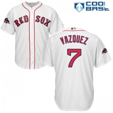 Youth Majestic Boston Red Sox #7 Christian Vazquez Authentic White Home Cool Base 2018 World Series Champions MLB Jersey