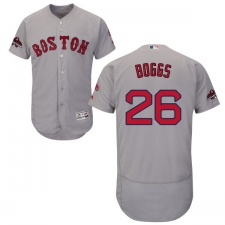 Men's Majestic Boston Red Sox #26 Wade Boggs Grey Road Flex Base Authentic Collection 2018 World Series Champions MLB Jersey