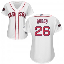 Women's Majestic Boston Red Sox #26 Wade Boggs Authentic White Home 2018 World Series Champions MLB Jersey