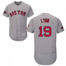 Men's Majestic Boston Red Sox #19 Fred Lynn Grey Road Flex Base Authentic Collection 2018 World Series Champions MLB Jersey