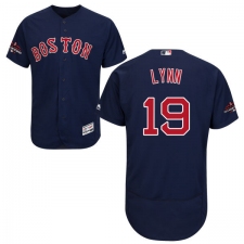 Men's Majestic Boston Red Sox #19 Fred Lynn Navy Blue Alternate Flex Base Authentic Collection 2018 World Series Champions MLB Jersey