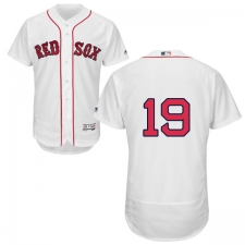 Men's Majestic Boston Red Sox #19 Fred Lynn White Home Flex Base Authentic Collection MLB Jersey