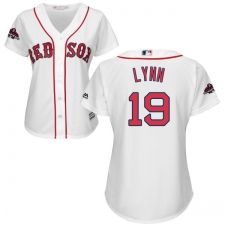 Women's Majestic Boston Red Sox #19 Fred Lynn Authentic White Home 2018 World Series Champions MLB Jersey