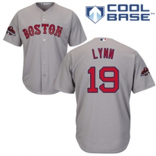 Youth Majestic Boston Red Sox #19 Fred Lynn Authentic Grey Road Cool Base 2018 World Series Champions MLB Jersey