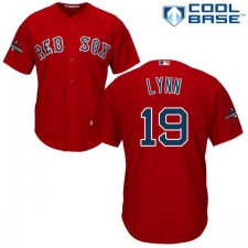 Youth Majestic Boston Red Sox #19 Fred Lynn Authentic Red Alternate Home Cool Base 2018 World Series Champions MLB Jersey