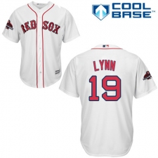 Youth Majestic Boston Red Sox #19 Fred Lynn Authentic White Home Cool Base 2018 World Series Champions MLB Jersey
