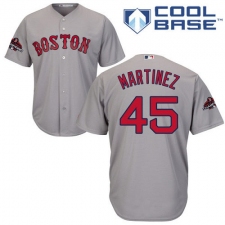 Youth Majestic Boston Red Sox #45 Pedro Martinez Authentic Grey Road Cool Base 2018 World Series Champions MLB Jersey