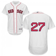 Men's Majestic Boston Red Sox #27 Carlton Fisk White Home Flex Base Authentic Collection MLB Jersey