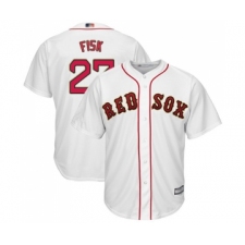 Youth Boston Red Sox #27 Carlton Fisk Authentic White 2019 Gold Program Cool Base Baseball Jersey
