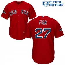 Youth Majestic Boston Red Sox #27 Carlton Fisk Authentic Red Alternate Home Cool Base 2018 World Series Champions MLB Jersey