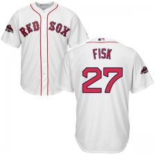 Youth Majestic Boston Red Sox #27 Carlton Fisk Authentic White Home Cool Base 2018 World Series Champions MLB Jersey