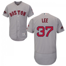 Men's Majestic Boston Red Sox #37 Bill Lee Grey Road Flex Base Authentic Collection 2018 World Series Champions MLB Jersey