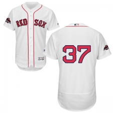 Men's Majestic Boston Red Sox #37 Bill Lee White Home Flex Base Authentic Collection 2018 World Series Champions MLB Jersey