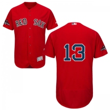 Men's Majestic Boston Red Sox #13 Hanley Ramirez Red Alternate Flex Base Authentic Collection 2018 World Series Champions MLB Jersey
