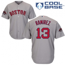 Youth Majestic Boston Red Sox #13 Hanley Ramirez Authentic Grey Road Cool Base 2018 World Series Champions MLB Jersey