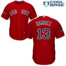 Youth Majestic Boston Red Sox #13 Hanley Ramirez Authentic Red Alternate Home Cool Base 2018 World Series Champions MLB Jersey