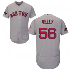 Men's Majestic Boston Red Sox #56 Joe Kelly Grey Road Flex Base Authentic Collection 2018 World Series Champions MLB Jersey