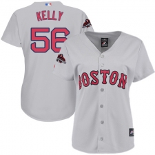 Women's Majestic Boston Red Sox #56 Joe Kelly Authentic Grey Road 2018 World Series Champions MLB Jersey