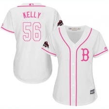 Women's Majestic Boston Red Sox #56 Joe Kelly Authentic White Fashion 2018 World Series Champions MLB Jersey
