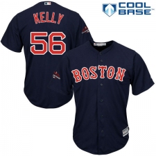 Youth Majestic Boston Red Sox #56 Joe Kelly Authentic Navy Blue Alternate Road Cool Base 2018 World Series Champions MLB Jersey
