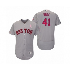 Men's 2019 Mothers Day Chris Sale Boston Red Sox #41 Gray Flex Base Road Jersey