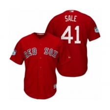 Men's Boston Red Sox Chris Sale #41 2017 Spring Training Grapefruit League Patch Red Cool Base Jersey