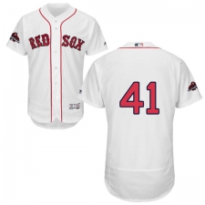Men's Majestic Boston Red Sox #41 Chris Sale White Home Flex Base Authentic Collection 2018 World Series Champions MLB Jersey