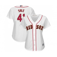 Women's Boston Red Sox #41 Chris Sale Authentic White 2019 Gold Program Cool Base Baseball Jersey
