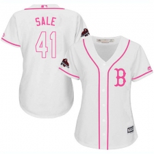 Women's Majestic Boston Red Sox #41 Chris Sale Authentic White Fashion 2018 World Series Champions MLB Jersey