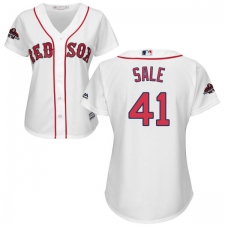 Women's Majestic Boston Red Sox #41 Chris Sale Authentic White Home 2018 World Series Champions MLB Jersey