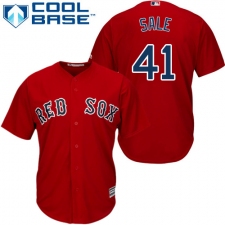 Youth Majestic Boston Red Sox #41 Chris Sale Replica Red Alternate Home Cool Base MLB Jersey