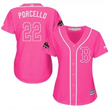 Women's Majestic Boston Red Sox #22 Rick Porcello Authentic Pink Fashion 2018 World Series Champions MLB Jersey