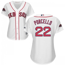 Women's Majestic Boston Red Sox #22 Rick Porcello Authentic White Home 2018 World Series Champions MLB Jersey