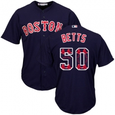 Men's Majestic Boston Red Sox #50 Mookie Betts Authentic Navy Blue Team Logo Fashion Cool Base MLB Jersey